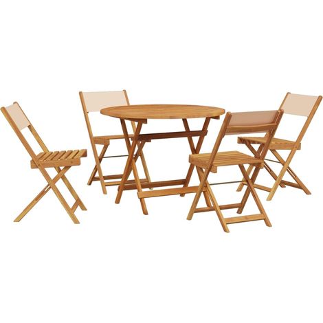 Maison Exclusive - Set Pranzo da Giardino 5 pz Beige in Tessuto e Legno Massello (1/5)