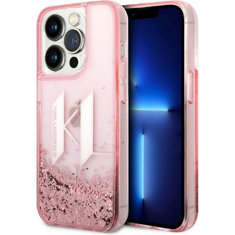 Karl Lagerfeld Liquid Glitter Big Logo Hülle - iPhone 14 Pro Hülle (Pink) (1/5)