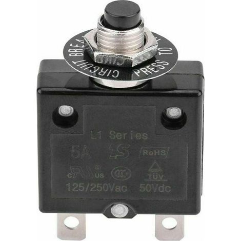 YMYNY Disjoncteur 5A 8A 10A 15A 18A 20A 30A Interrupteur thermique de réinitialisation en option, 125-250V AC 50V DC Disjoncteur à bouton-poussoir de protection contre les surcharges de courant(15 amp (1/4)