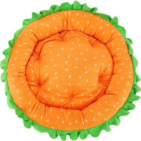 Lit pour chat en forme de hamburger petit chien doux confortable épaissi lavable rond pour chiot, chaton 13.78in (1/5)