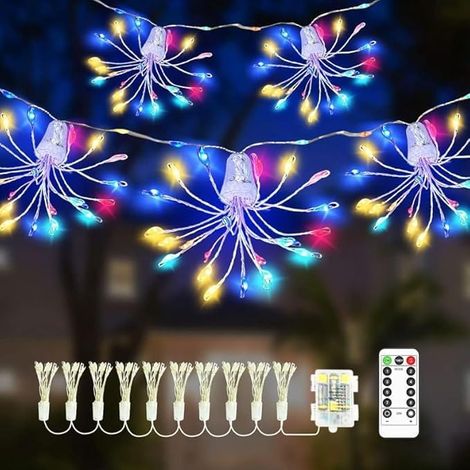 Guirlande lumineuse effet feu d'artifice avec télécommande, alimentation USB, 8 modes, lumières lucioles pour décoration intérieure, fêtes de Noël,3M (1/5)