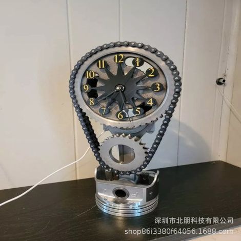 Horloge à engrenages rotatifs explosive transfrontalière, décoration en résine grise (version résine grise) (1/5)