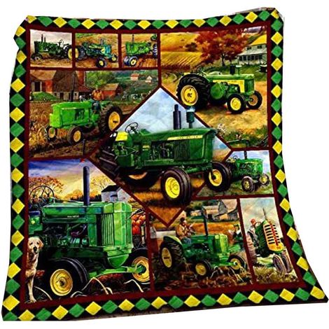 Couverture tracteur, motif fermier sur polaire verte, couverture sherpa, cadeau pour enfants et papas (1/5)