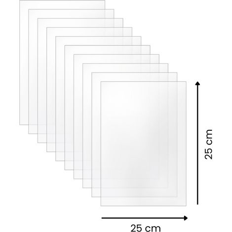 Lot 10 plaques verre acrylique transparent 1,5 mm - 25x25 cm (250x250 mm) - Cadre verre synthétique - Plaque PMMA XT - Plexiglass (1/5)