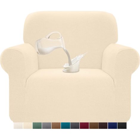 Copridivano elasticizzato impermeabile in jacquard spandex con imbottitura antiscivolo (1 posto, beige) (1/5)