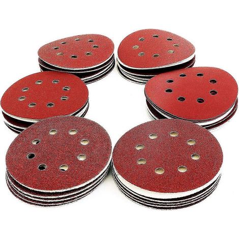 Disques abrasifs 125 mm pour ponceuses Bosch, Dewalt et Einhell - 60 disques : P40/P60/P80/P120/P180/P240, 8 trous, SZRH AC (1/5)
