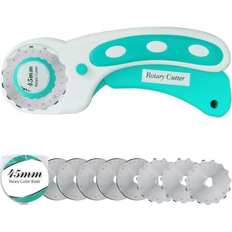 Cutter rotatif de 45 mm avec 5 lames de rechange, poignée ergonomique. (1/5)