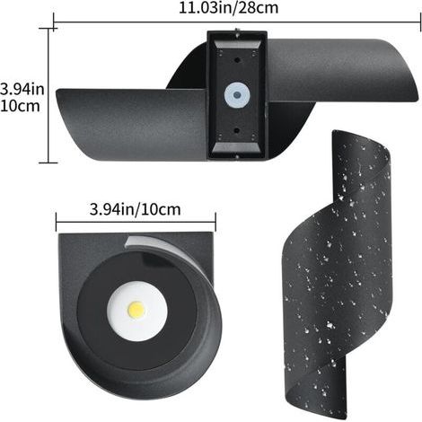 LED Applique Murale intérieur/Extérieur,10W 3000K blanc chaud Lampe Murale,Moderne Up Down Luminaire Murale, Spirale aluminium Éclairage Mural Etanche IP65 pour Bar Couloir Entrée Jardin,Noir (1/4)