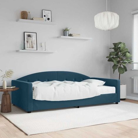 Tagesbett mit Matratze Blau 100x200 cm Samt