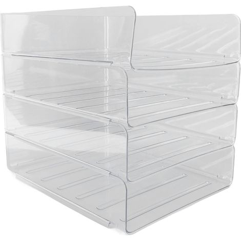Ensemble de plateaux de bureau à 4 niveaux, épais, transparents, multifonctionnels et empilables, pour papier A4, idéal pour la maison (1/5)