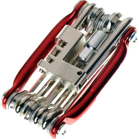 Outil Multi-usage pour Vélo, Fonctionnalité 11-en-1, Design Portable, Rouge (1/2)