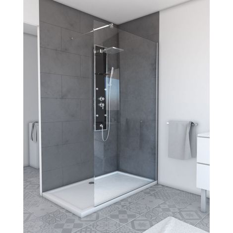 paroi de douche à l'italienne freedom 2 thin transparent 120 - 120x200cm verre transparent 6mm