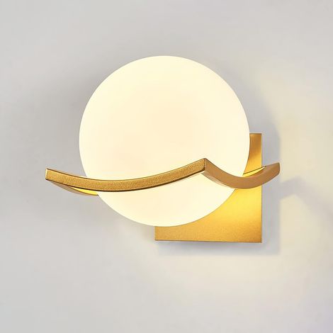Applique da parete a globo bianco, applique da parete a LED moderna di metà secolo, apparecchio di illuminazione a parete per bagno, camera da letto, soggiorno, corridoio (1/5)