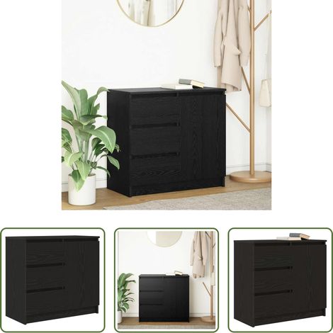 Schrank - Sideboard mit Schublade Schwarz Eichen-Optik 71x35x65 cm (1/5)