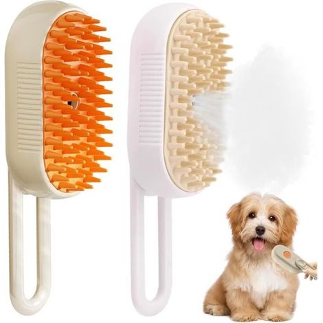 Brosse à vapeur - 2 Pièces - 3 en 1 - Toilettage - Pour chiens et chats à poils courts et longs (1/4)