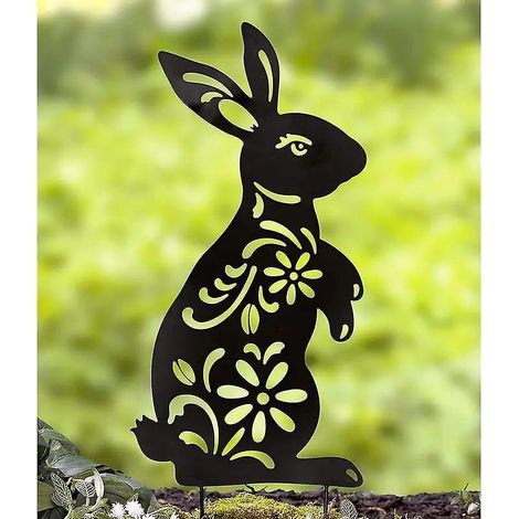 lapin Ornements De Jardin En Mtal Pour Cltures, Dcorations D'extrieur Et De Maison, Dcoration De Jardin, Sculptures, Silhouettes En Fonte, Arbre, (1/5)