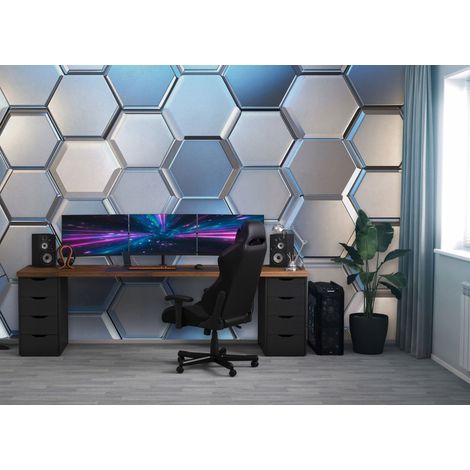 Vlies Fototapete Geometrisch 200x140 cm, Tapeten, für Wohn und Schlafzimmer, Vliestapete Wandtapete Tapete 3D Effekt- inkl. Kleister - Abstrakt Modern Silber Blau, WallArena (1/4)