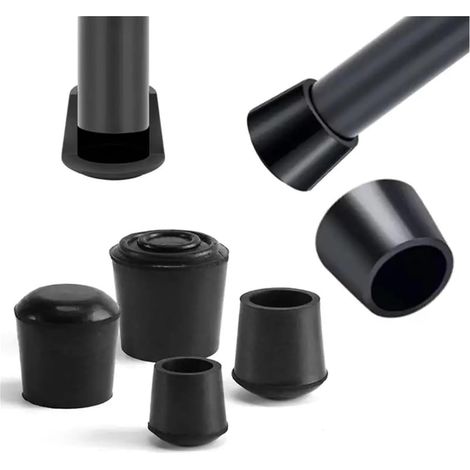 Embouts en caoutchouc pour pieds de chaise, ronds meubles, noirs (1/5)