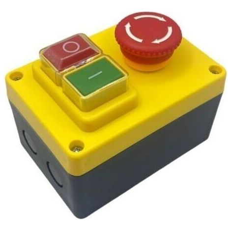 Pair Interrupteur marche/arrêt monophasé 220 V, interrupteur de sécurité avec gros bouton d'arrêt d'urgence rouge pour l'arrêt rapide des tables de fraisage et autres équipements électriques (1/5)