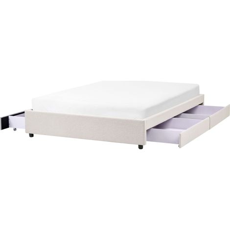 Letto matrimoniale in Tessuto beige chiaro con Cassetti 160 x 200 cm Montpellier