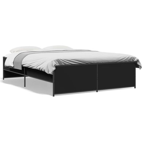 Lit double Lit adulte Cadre de lit sans matelas noir 135x190 cm (1/5)