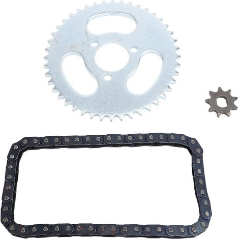 Kit chaîne T8F avec pignons avant et arrière (50 maillons), pignon arrière 44 dents et pignon avant 9 dents, pour karts modifiés et mini-motos. (1/5)