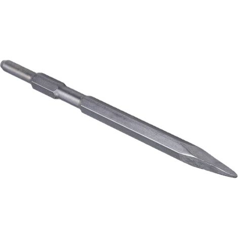 Ciseau pointu à long manche, tête de pioche électrique hexagonale, tête de ciseau en acier chromé, adapté au traitement du béton et du granit, ciseau pointu 17x280mm.