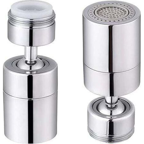 MUMU Brass Swivel Double Ball Faucet Aerator 80° Adjustable Wide Angle 2 Spray Functions Soft Flow & Strong Flow Chrome Replacement Faucet Aerator - 1.8 GPM / M24 (1/4)