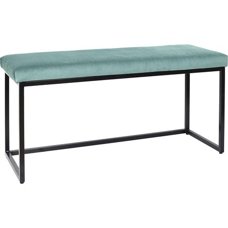 The Home Deco Factory – Banc de table en velours bleu – 4 places – Pieds métalliques – Design industriel chic pour salon et entrée (1/10)