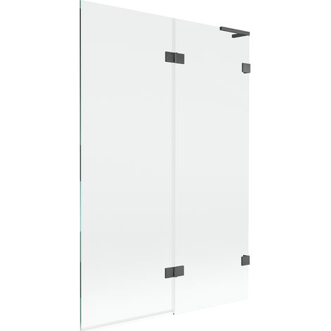 Mexen Lunar L paratia per doccia a 2 ante destra 120 x 150 cm, trasparente, grigio canna di fucile spazzolato (1/5)