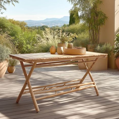VITAL - Table à manger pliante en bambou 140x70cm (1/5)