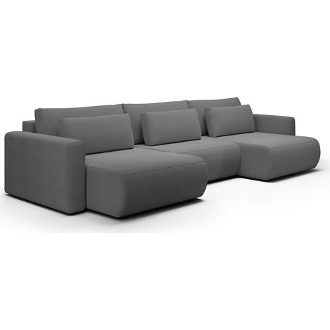U-Sofa 4-sitzig umbaubar Truhe Evy Grau
