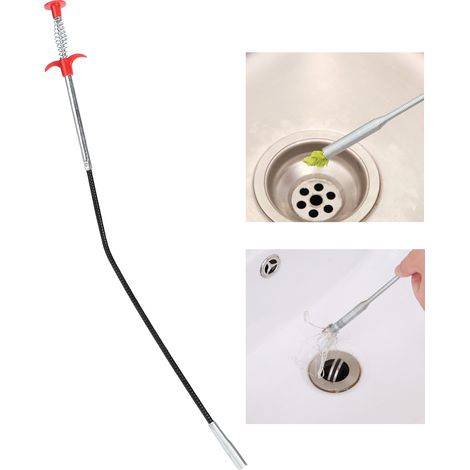 Ensemble de 3 brosses de nettoyage pour évier et déboucheur de canalisations, avec outils pour enlever les cheveux (1/5)