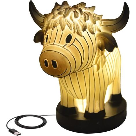 Lampe de chevet en forme de vache - veilleuse en forme de vache des enfants, design mignon, lumière douce, idéale pour chambre bébé ou chambre d'enfant (1/5)