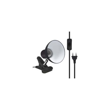 Lampada a clip E27 con spina e interruttore europei, base a vite Edison girevole a 270 gradi, portalampada da scrivania (nero - lampadina non inclusa) - Crezuo
