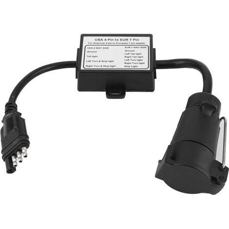 Connecteur de Remorque Convertisseur de Lumière USA Adaptateur 4 Broches vers EUR 7 Broches Séparation du Signal D'arrêt/de Freinage pour le Remorquage D'un Véhicule Américain avec une Remorqu (1/4)