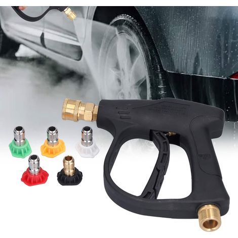 Pistola per pulizia ad alta pressione da 3000 PSI con 5 ugelli e raccordo M22 da 1/4 per uso domestico (1/5)