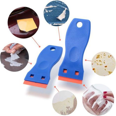 Grattoirs plastique - 2 pièces, 100 lames - Convient pour enlever autocollants, verre, surfaces Étiquette (1/5)