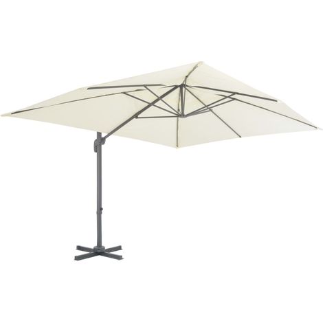 Parasol de jardin，Parasol d'extérieur déporté avec mât en aluminium 400 x 300 cm Sable CFW66709 (1/5)