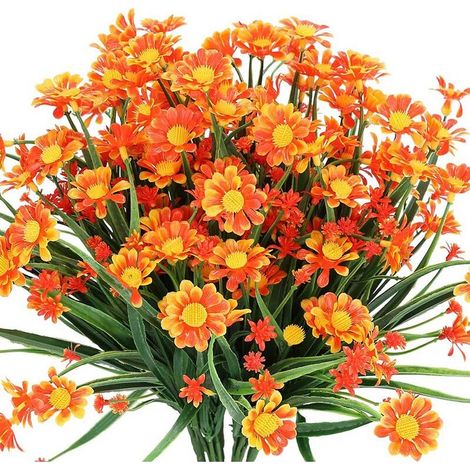 Lot de 8 marguerites artificielles, faux feuillage, fausses plantes, arbustes, buissons pour jardinière suspendue, décoration de style champêtre-AquaForge (1/5)