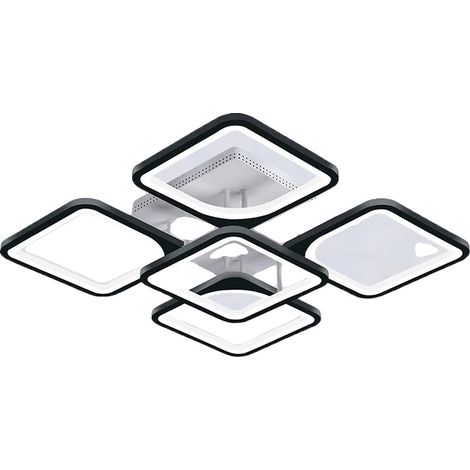 Lustre au plafond, Design moderne, Contrôle intelligent, 4+1 Noir (1/2)