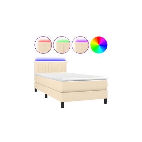 Sommier à lattes de lit avec matelas LED Crème 80x200 Tissu (1/5)