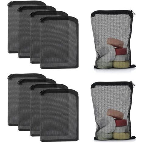 10 Pack Aquarium Filter Bags with Zipper, Reusable Activated Carbon and Biosphere Bags, Black
