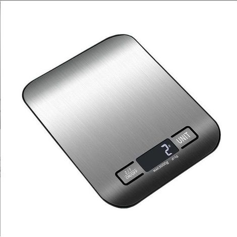 Ecleanfy - Balance de cuisine électronique, 5 kg/1 g, argent, écran LCD, fonction tare. (1/3)
