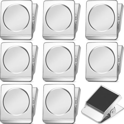 10 Pièces Pince Aimantée, Clips Pince en Aimant Métal Pinces Aimant Frigo Clips Magnétiques Pince Aimant Pinces à Dessin pour Tableau Blanc, Réfrigérateur, Bureau (1/5)