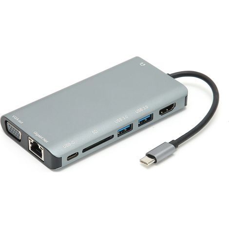 Station d'accueil 8 en 1 Type‑C vers HDMI/VGA/3 Ports USB 3.0, Adaptateur Multimédia Universel (1/5)