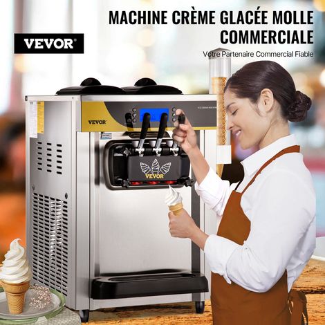 Machine à Crème Glacée Molle 22-30 L/h Machine à Glace Molle Commerciale avec Trémie 2x6L Sorbetière à Glace Pré-Réfrigération 3 Sa… (1/5)