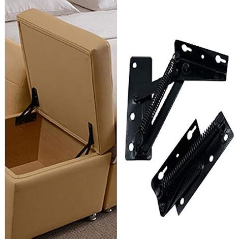 2 pièces support de levage pliable à 80 degrés, charnières à ressort noires sont largement utilisées dans les poussoirs de charnière de canapé, charnières de support de rangement de meubles (1/5)