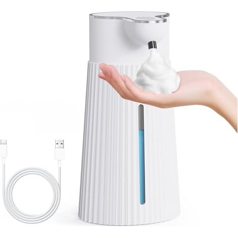 400 ml elektrischer Seifenspender mit Sensor, Wandmontage, automatischer Schaumseifenspender, 2 Ebenen, weiß, USB, IPX6 wasserdicht
