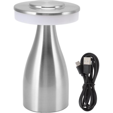 Lampe de table LED tactile, 3 modes d'éclairage, gradation, rechargeable par USB, lampe décorative portable pour chevet de bébé, argent (1/5)